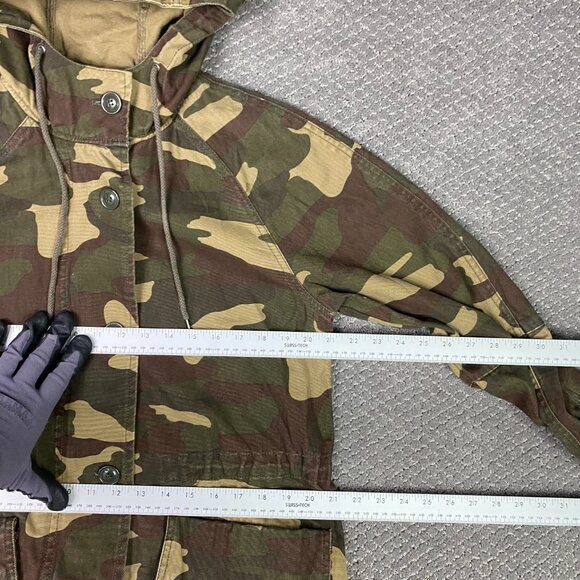 Levi's Camo Jacket Women's Medium Long Hooded Canvas Bubble Camouflage Anorak - Picture 8 of 11